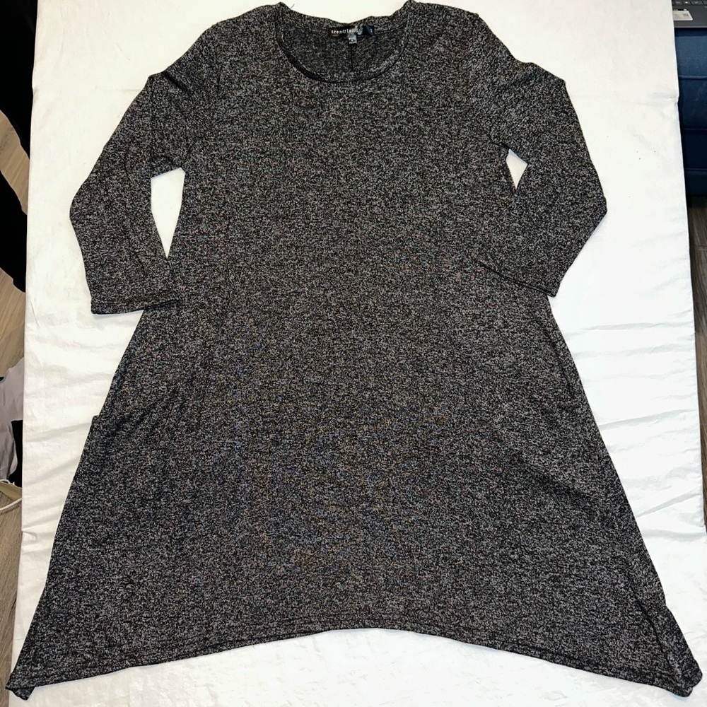 Women’s Black Flowy Dress One Size Fits Most 3/4 Length Long Sleeves w/ Pockets
